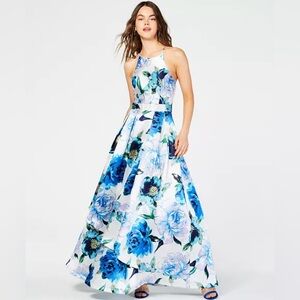 FLORAL HALTER BALL GOWN